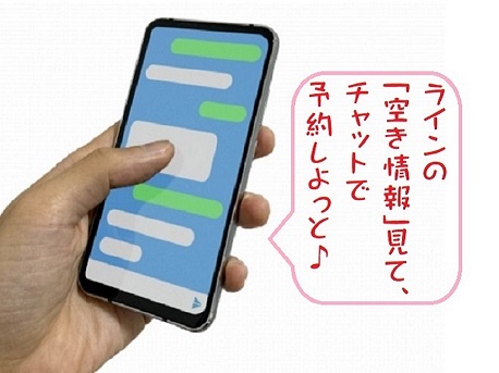 LINEのトーク画面と手-空き情報⑤